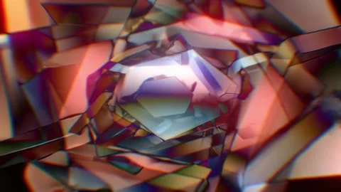 Abstract Crystal Prism Tunnel Background With Glowing Core Light Stock-Footage 332297755
