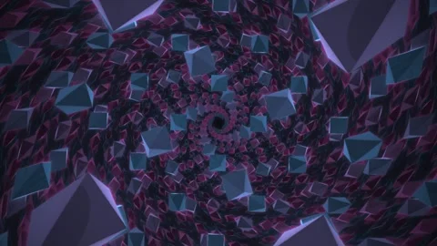 Abstract Crystal Tunnel Loop - Rotating Low Poly Geometric Background Stock Footage 345895606