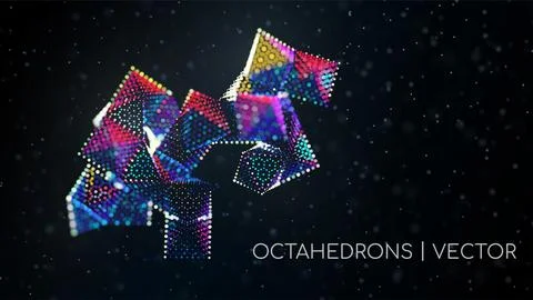 Abstract crystalline from octahedrons compound. Micro dimensional structure Stock Illustration