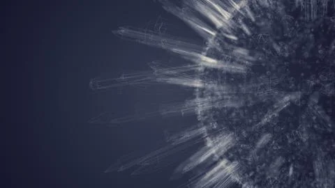 Abstract crystallised sphere rotating on dark background Ilustración de archivo