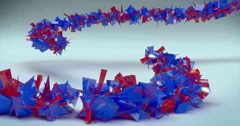 Abstract Crystals exploding, 3D animation with alpha mask Stock Footage 103132837