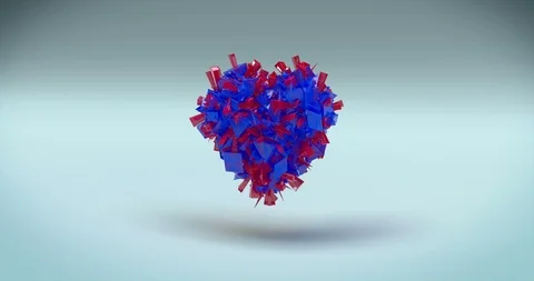 Abstract Crystals formig a heart, loopable animation with alpha mask Stock Footage 103132862