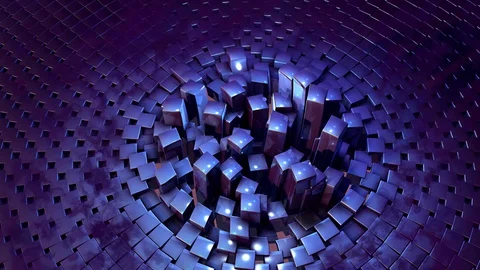 Abstract Cube Blocks with Smoke and Whirl Effect Stock Footage 129805214