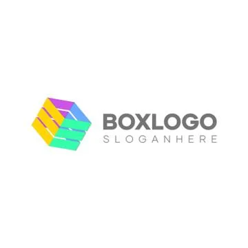 Abstract cube box logo design vector Stock Illustration