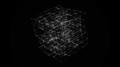 Abstract cube. Digital blockchain concept. Background with dots and lines. Stock Footage 155334849