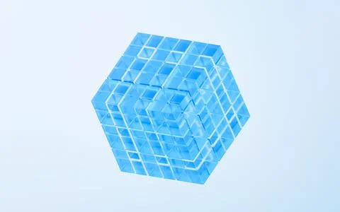 Abstract cube glass geometry background, 3d rendering. Illustrazione stock