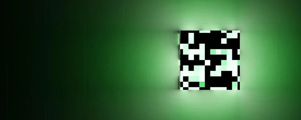 Abstract cube glowing pixel optic 3d render illustration Stock Illustration