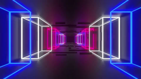 Abstract Cube Neon Landscape Background (Loop) Vídeo Stock 192390173