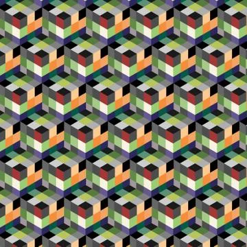 Abstract cube pattern. Colorful design, geometric 3d vector wallpaper, cube p Stock Illustration