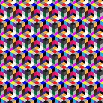 Abstract cube pattern. Colorful design, geometric 3d vector wallpaper, cube p Stock Illustration