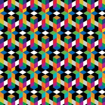 Abstract cube pattern. Colorful design, geometric 3d vector wallpaper, cube p Stock Illustration