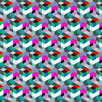 Abstract cube pattern. Colorful design, geometric 3d vector wallpaper, cube  Stock Illustration