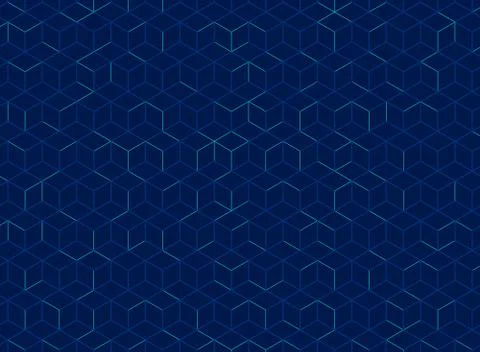 Abstract cube pattern on dark blue background. Digital geometric lines square 스톡 일러스트