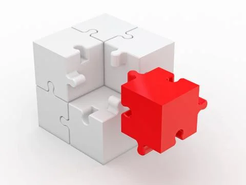 Abstract cube from puzzle on white background Stock Illustration