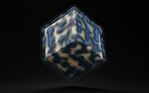 Abstract cube shape, cube geometry, 3d rendering. Stock Illustration