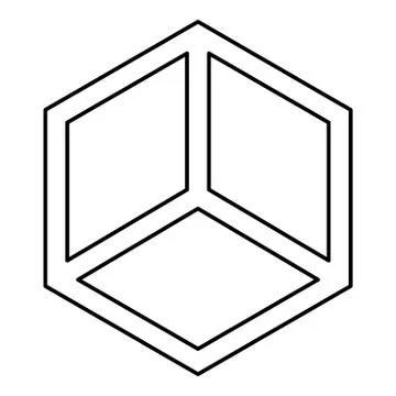 Abstract cube shape Hexagon box icon black color outline vector illustration  Stock Illustration