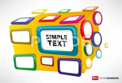 Abstract cube with stickers Illustrazione stock