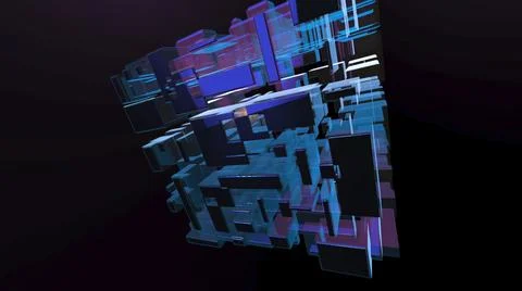 Abstract cube structure forming futuristic digital technology Stock Photos