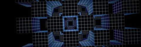 Abstract Cube Tunnel Perspective Wireframe Digital Background Stock Footage 340987134