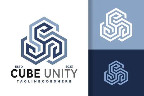 Abstract Cube Unity Logo Logos Design Element Stock Vector Illustration Tem.. Stock Illustration