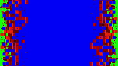 Abstract cubes and square cells on chroma key Stockbeeldmateriaal 195109106