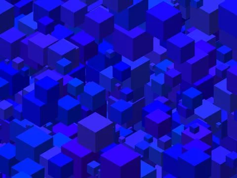Abstract cubes art blue on black Stock Illustration
