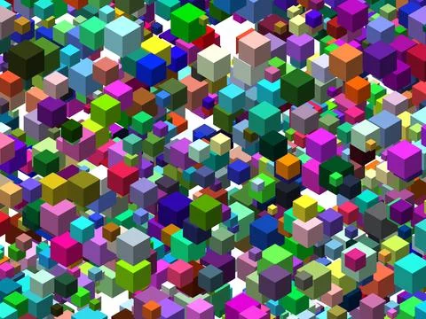 Abstract cubes art multicolor on white Stock Illustration