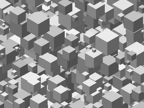 Abstract cubes art silver on white Stock Illustration