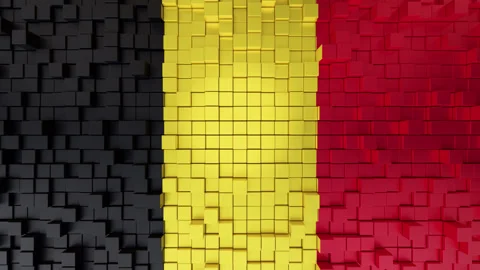 Abstract Cubes Background with Belgium Flag Vídeos de archivo 313998025