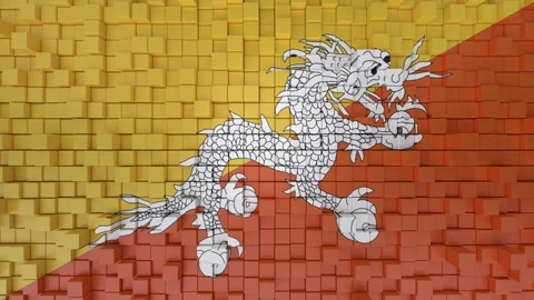 Abstract Cubes Background with Bhutan Flag Stock Footage 313997452