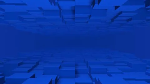 Abstract cubes background. Blue blocks, 3d render. Stock Illustration