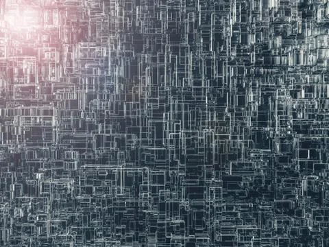 Abstract cubes background with glass. 3D Stock Illustration