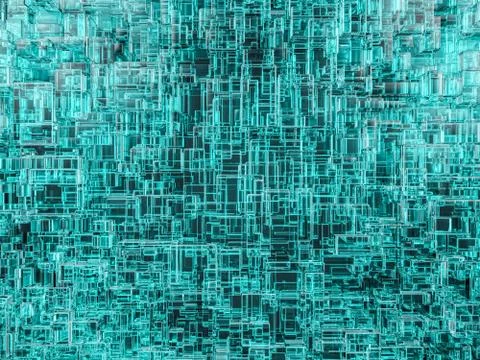 Abstract cubes background with glass. 3D Stock Illustration