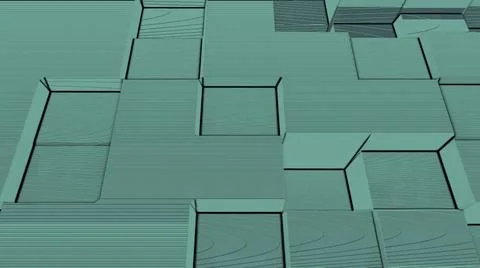 Abstract Cubes Background Random Motion, Loopable Animation. Green Cubes Stock Illustration