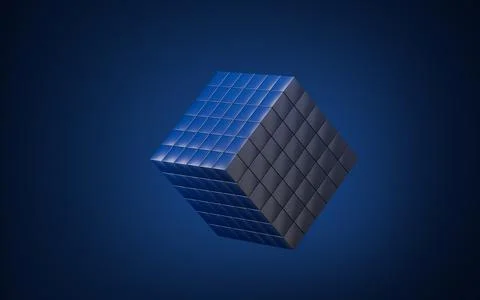 Abstract cubes with blue background, 3d rendering. Stock Illustration