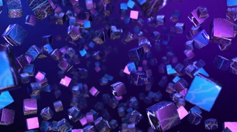 Abstract Cubes Flight reverse Stock Footage 33652895
