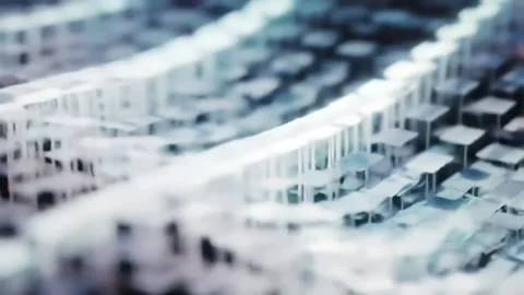 Abstract Cubes Forming Structure with Light Reflection and Reflections Stock Footage 313324298