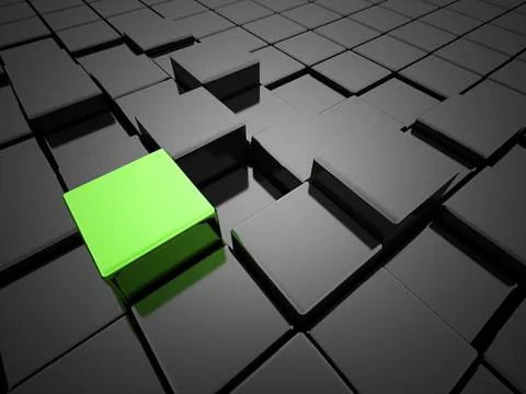 Abstract cubes one is green Stock Illustration