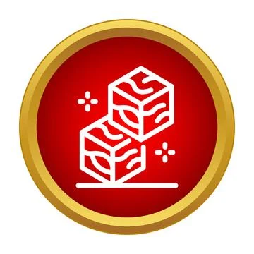 Abstract cubes with pattern inside red circle icon Stock Illustration