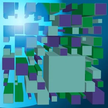Abstract cubes perspective background in 3d style - simple vector illustration Stock Illustration