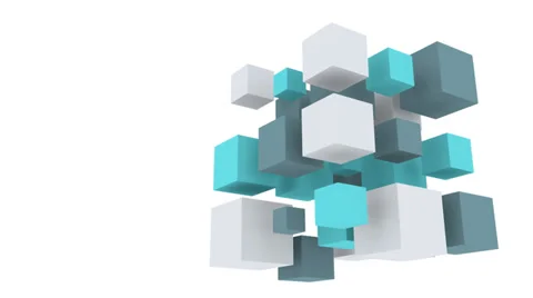 Abstract cubes in rotation wuth alpha channel Vídeos de archivo 32165833