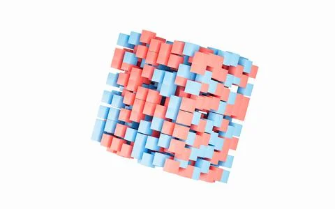 Abstract cubes with white background, 3d rendering. Stock Illustration
