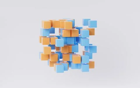 Abstract cubes with white background, 3d rendering. Stock Illustration