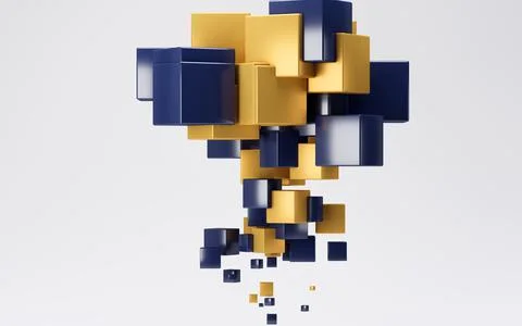 Abstract cubes with white background, 3d rendering. Stock Illustration