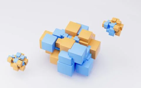 Abstract cubes with white background, 3d rendering. Stock Illustration