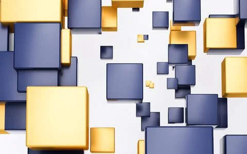 Abstract cubes with white background, 3d rendering. Stock Illustration