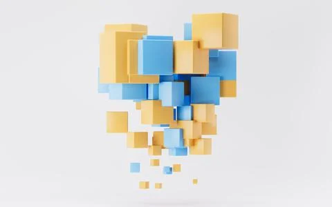 Abstract cubes with white background, 3d rendering. Stock Illustration