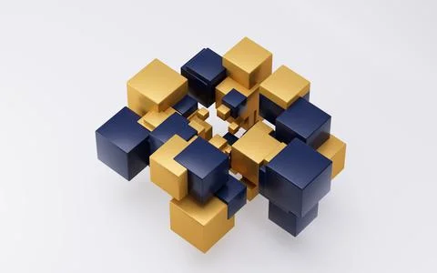 Abstract cubes with white background, 3d rendering. Stock Illustration