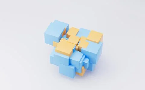 Abstract cubes with white background, 3d rendering. Stock Illustration