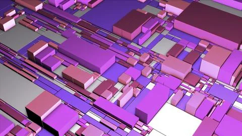 Abstract cubic background with different 3D shapes expanding into the sides 库存插图